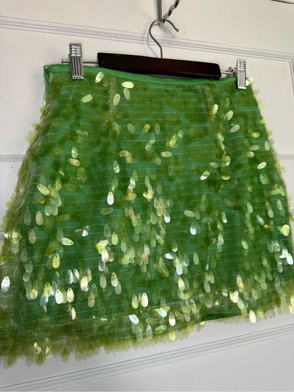 Urban Outfitters Lime Green Sequin Mesh Mini Skirt Pixie Chic Y2K Festival S